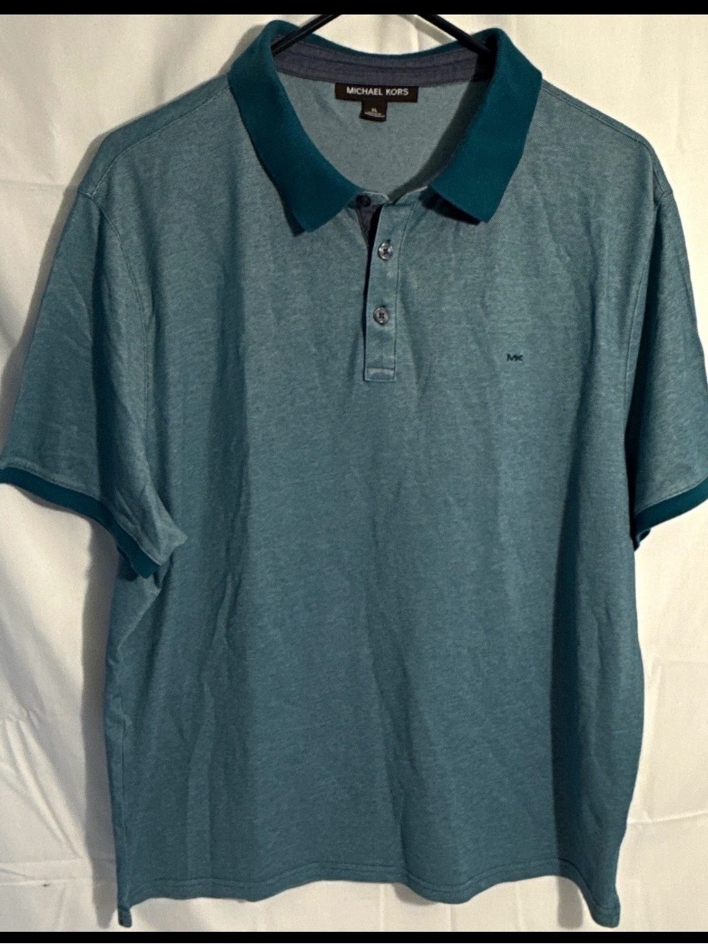 Michael Kors Men's Teal Contrast-Collar Polo size xl